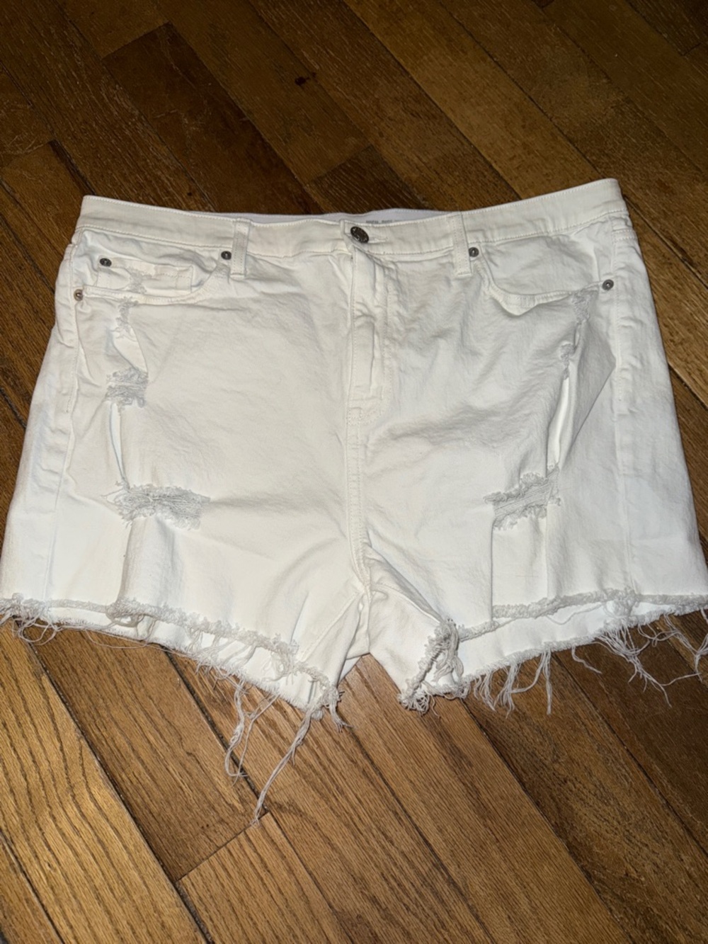 White Distressed Women's Denim Shorts